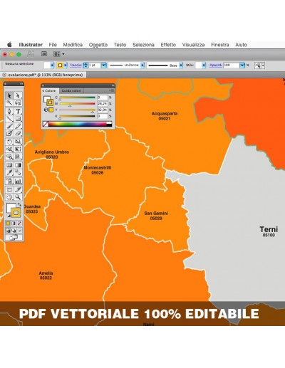 Mappa dei comuni e CAP della provincia di Terni...