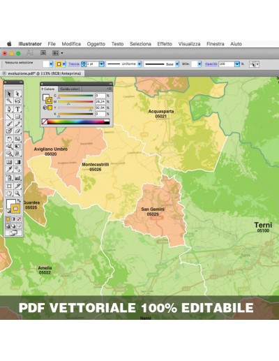 Mappa dei comuni e CAP della provincia di Terni...