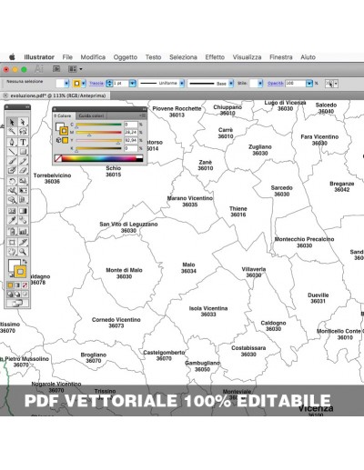 Mappa dei comuni e CAP della provincia di...