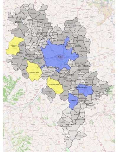Mappa dei comuni della provincia di Asti KML