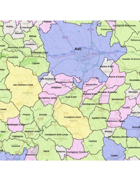 Mappa dei comuni della provincia di Asti KML