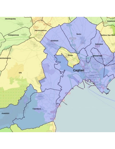 Mappa dei comuni della provincia di Cagliari KML