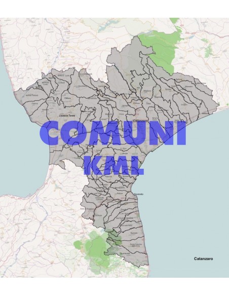 Mappa dei comuni della provincia di Catanzaro KML