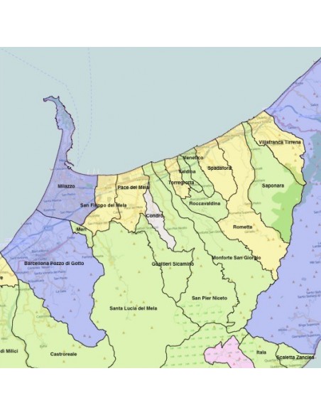 Mappa dei comuni della provincia di Messina KML