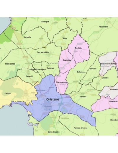 Mappa dei comuni della provincia di Oristano KML