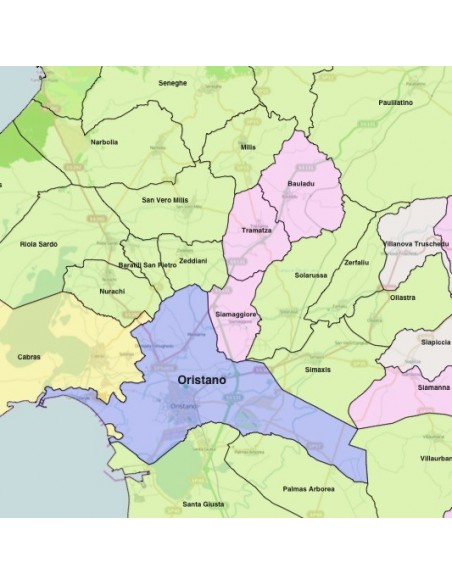 Mappa dei comuni della provincia di Oristano KML