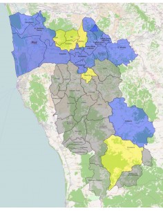 Mappa dei comuni della provincia di Pisa KML 2