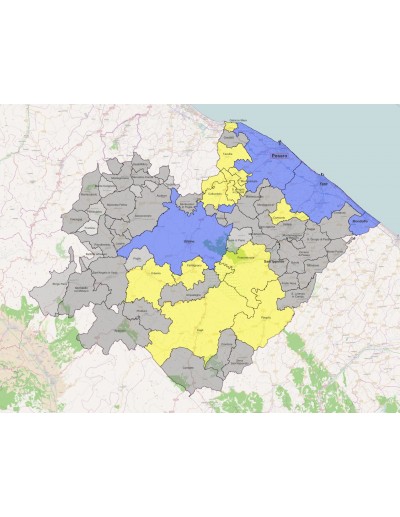 Mappa dei comuni della provincia di Pesaro...