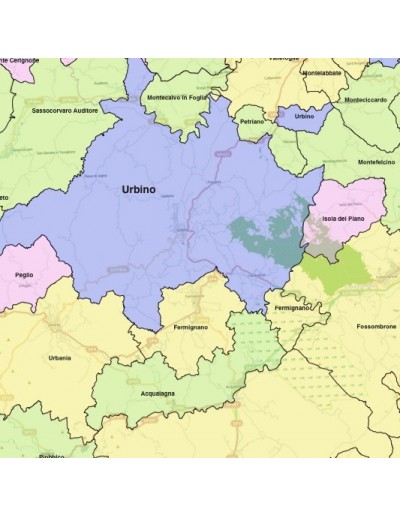 Mappa dei comuni della provincia di Pesaro...