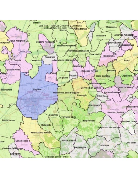 Mappa dei comuni della provincia di Pavia KML