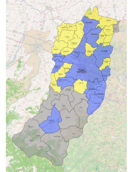 Mappa dei comuni della provincia di Reggio nell'Emilia KML