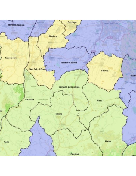 Mappa dei comuni della provincia di Reggio nell'Emilia KML
