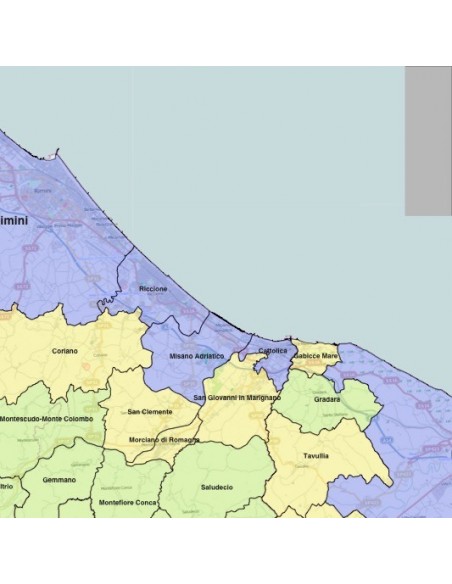Mappa dei comuni della provincia di Rimini KML
