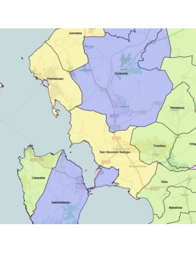 Mappa dei comuni della provincia Sud Sardegna KML