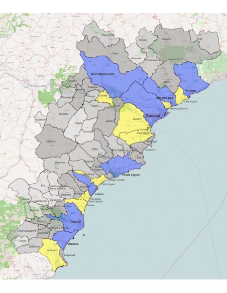Mappa dei comuni della provincia di Savona KML