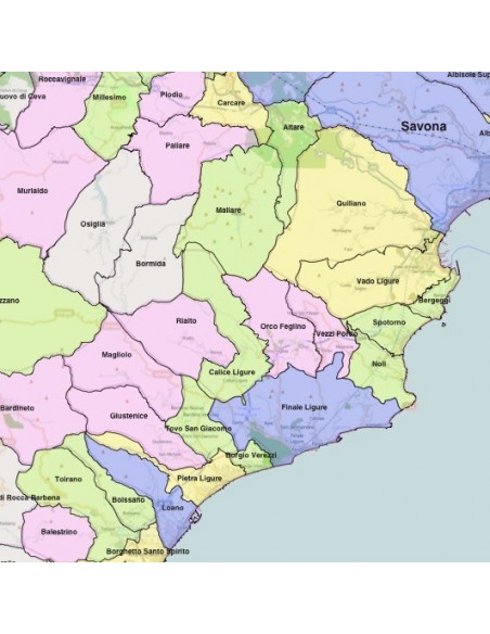 Mappa dei comuni della provincia di Savona KML