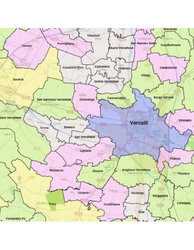 Mappa dei comuni della provincia di Vercelli KML