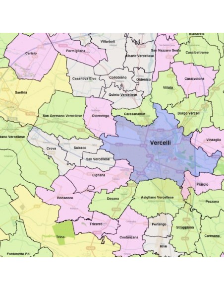 Mappa dei comuni della provincia di Vercelli KML
