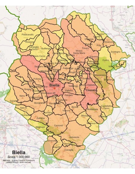 Mappa dei comuni della provincia di Biella pdf