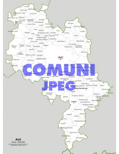 Mappa dei comuni della provincia di Asti jpg