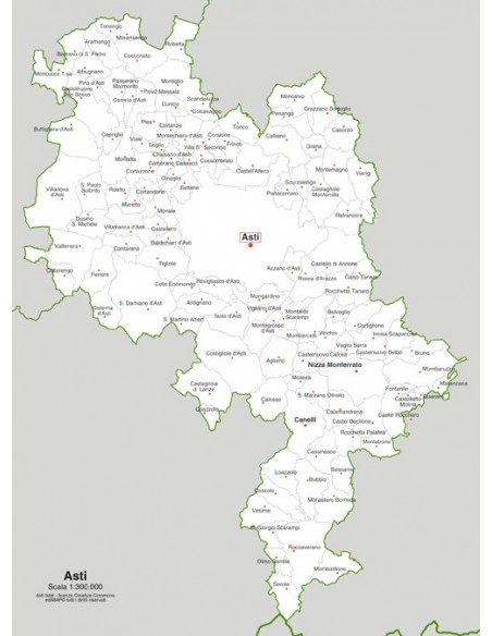 Mappa dei comuni della provincia di Asti jpg