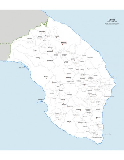 Mappa dei comuni della provincia di Lecce jpg