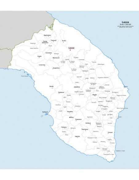 Mappa dei comuni della provincia di Lecce jpg