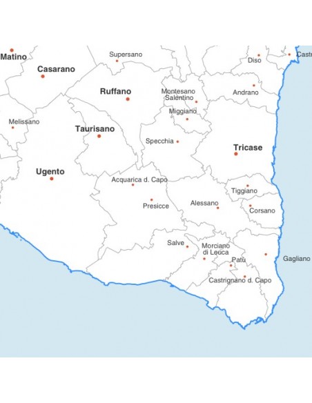 Mappa dei comuni della provincia di Lecce jpg