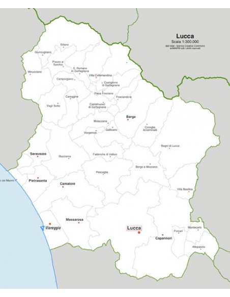 Mappa dei comuni della provincia di Lucca jpg