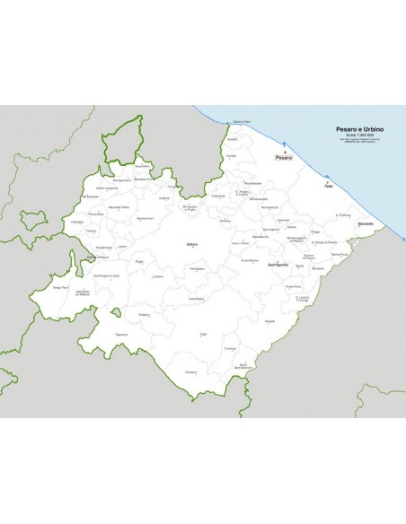 Mappa dei comuni della provincia di Pesaro Urbino jpg