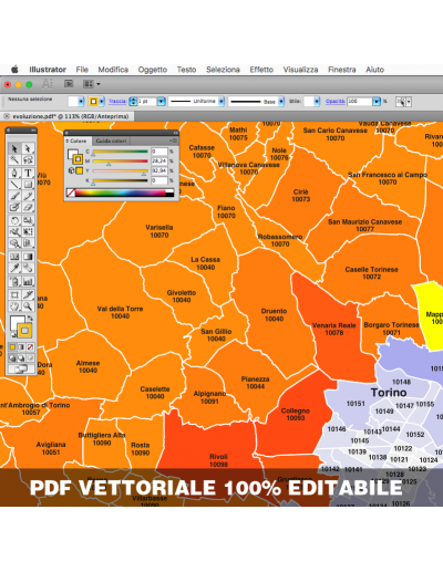 Mappa dei comuni e CAP d'Italia scala 1:300.000...