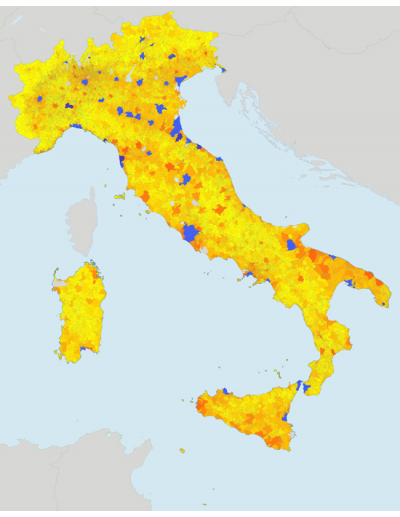 Mappa dei comuni e CAP d'Italia scala 1:300.000...