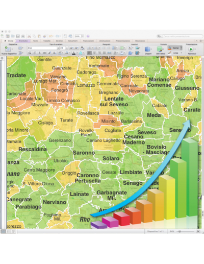 Mappa dei comuni d'Italia scala 1:300.000...