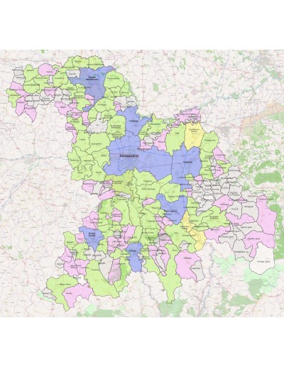 Mappa dei comuni della provincia di Alessandria...