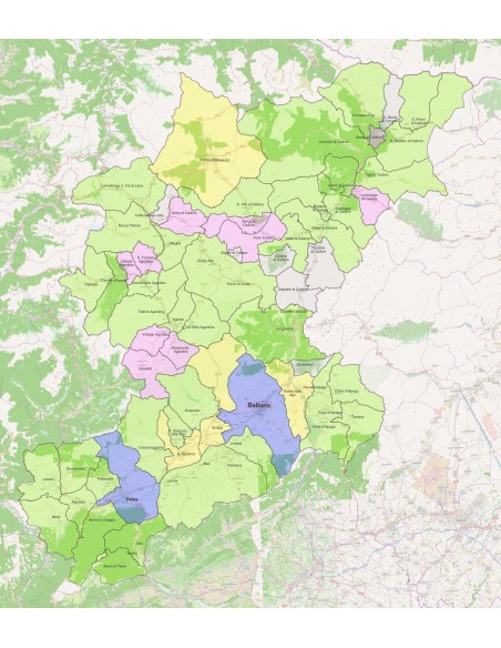 Mappa dei comuni della provincia di Belluno ppt