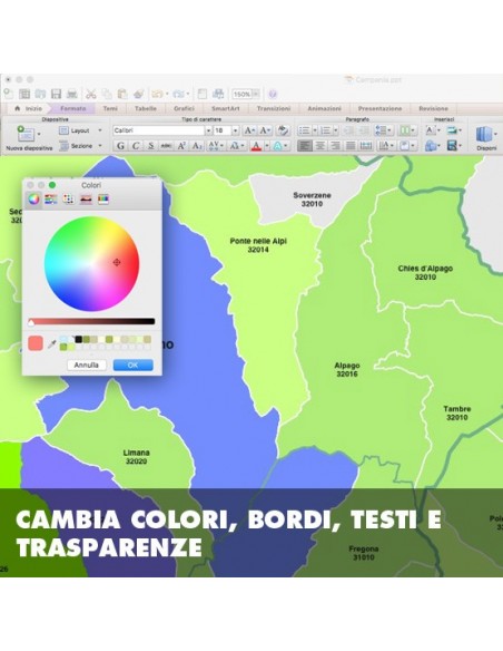 Mappa dei comuni della provincia di Belluno ppt