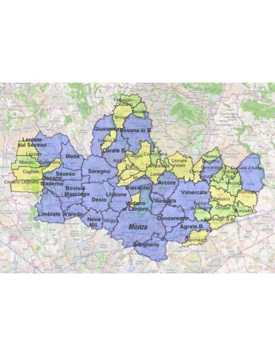 Mappa dei comuni della provincia di Monza e...