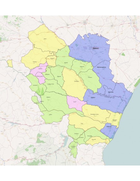 Mappa dei comuni della provincia di Matera ppt