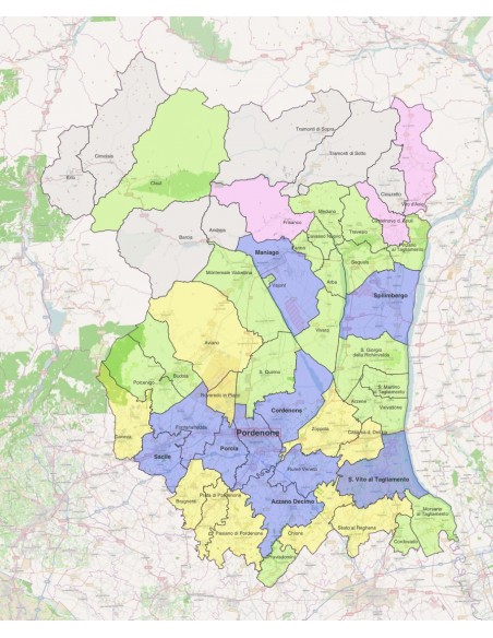 Mappa dei comuni della provincia di Pordenone ppt