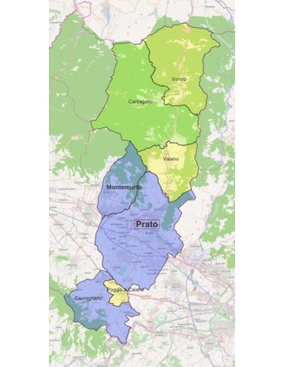 Mappa dei comuni della provincia di Prato ppt