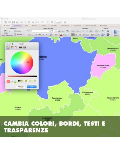 Mappa dei comuni della provincia di Pesaro...
