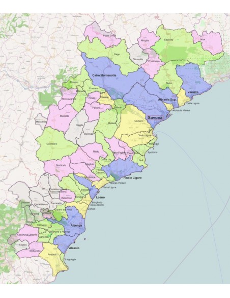 Mappa dei comuni della provincia di Savona ppt