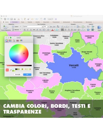 Mappa dei comuni della provincia di Vercelli ppt