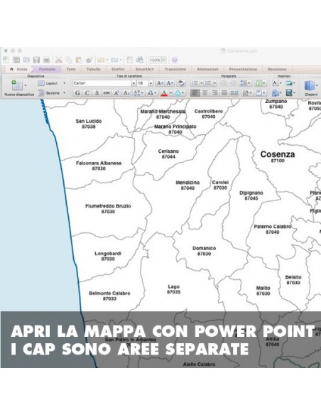 Mappa dei comuni e CAP della Calabria PowerPoint