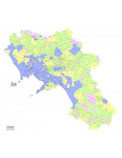 Mappa dei comuni e CAP della Campania PowerPoint