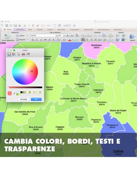 Mappa dei comuni e CAP del Friuli Venezia Giulia PowerPoint