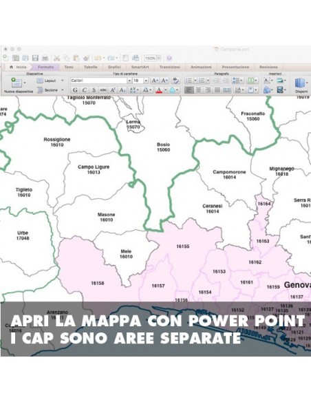 Mappa dei comuni e CAP della Liguria PowerPoint