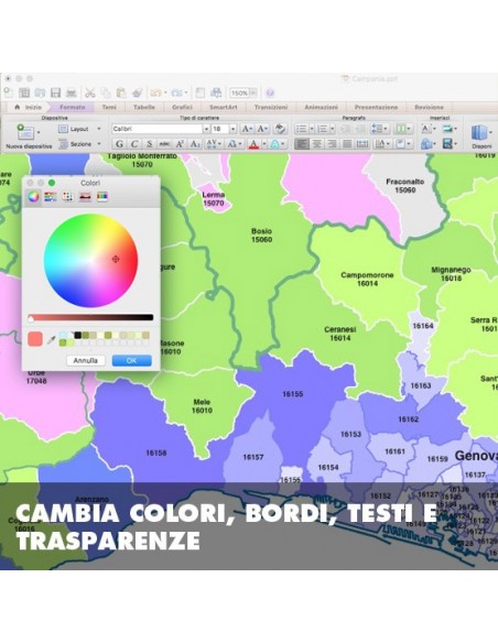Mappa dei comuni e CAP della Liguria PowerPoint