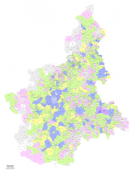 Mappa dei comuni e CAP del Piemonte PowerPoint