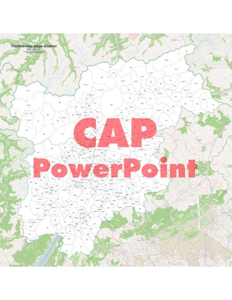 Mappa dei comuni e CAP del Trentino Alto Adige PowerPoint